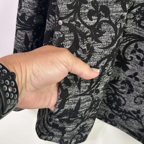 Chicos Weekends Lavish Lace Cowl Neck Knit Tunic 3 Size XL Long Sleeve Cozy - Picture 5 of 11